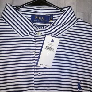 Polo by Ralph Lauren Men's Navy and White Striped Polo